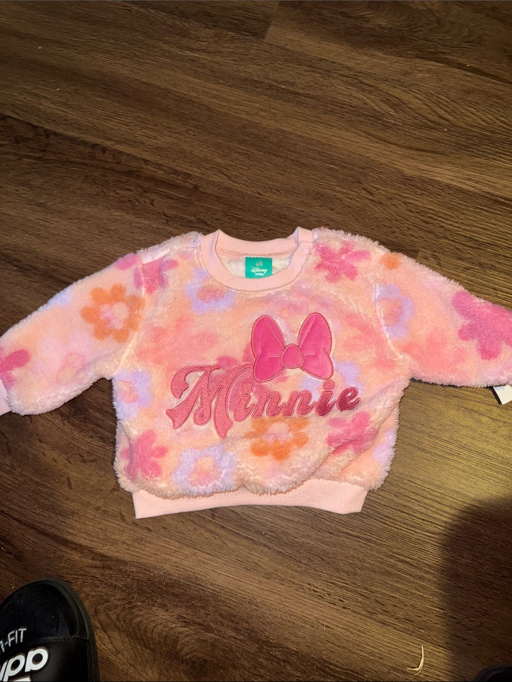 Disney Pink Plush Minnie Floral Sweatshirt